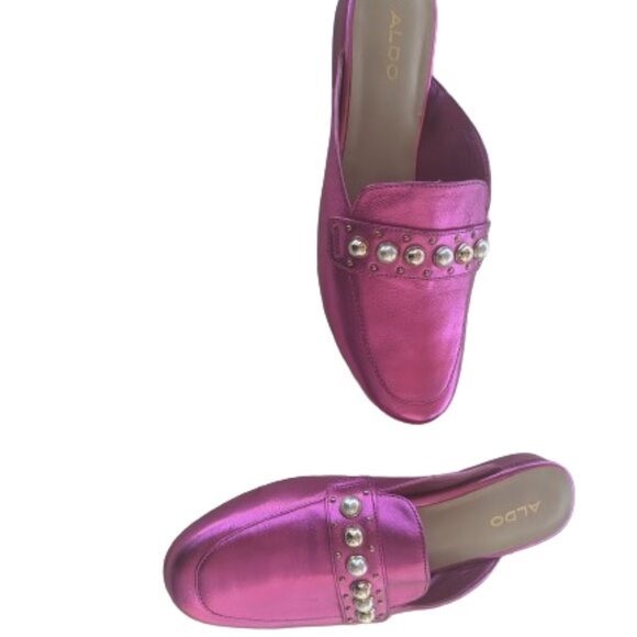 Neon Magenta Pink Bejewaled Flat Slip-On Shoes Mules Size 7 NEW NWT - Picture 3 of 6